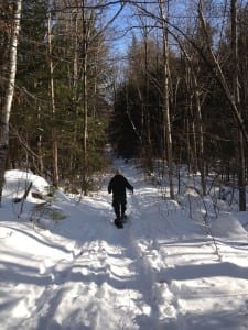 A hiker ascends the Andrew Brook Trail in Newbury. Courtesy photo.